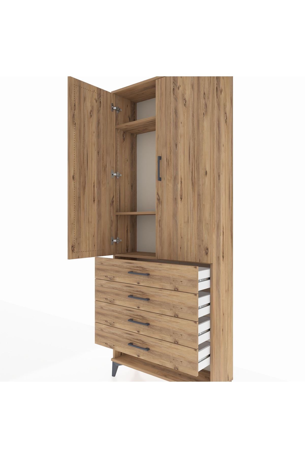 Arges Dolap 3 Raflı 4 Çekmeceli 2 Kapaklı 88x30x221 - S30M080V9A