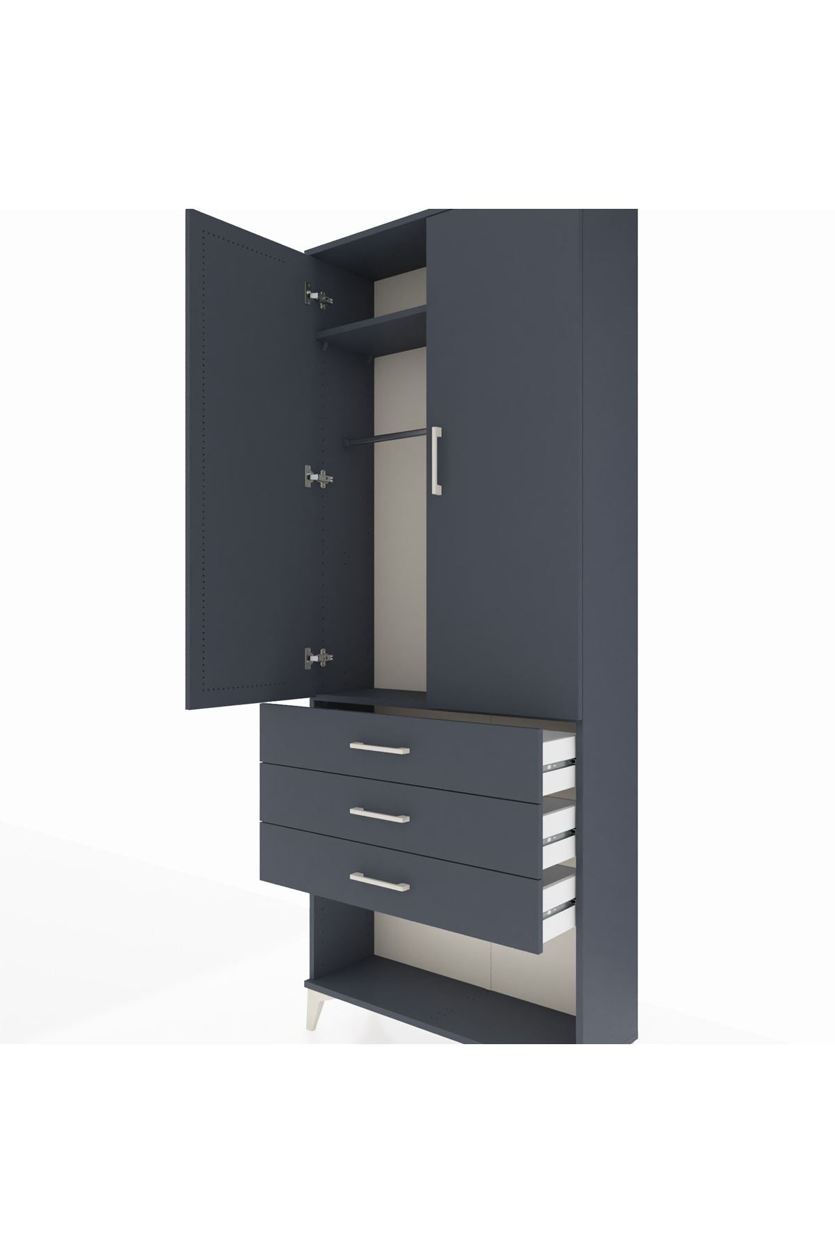 Arges Dolap 2 Raflı 3 Çekmeceli Tek Askılı 88x30x221 - S30M082V5A