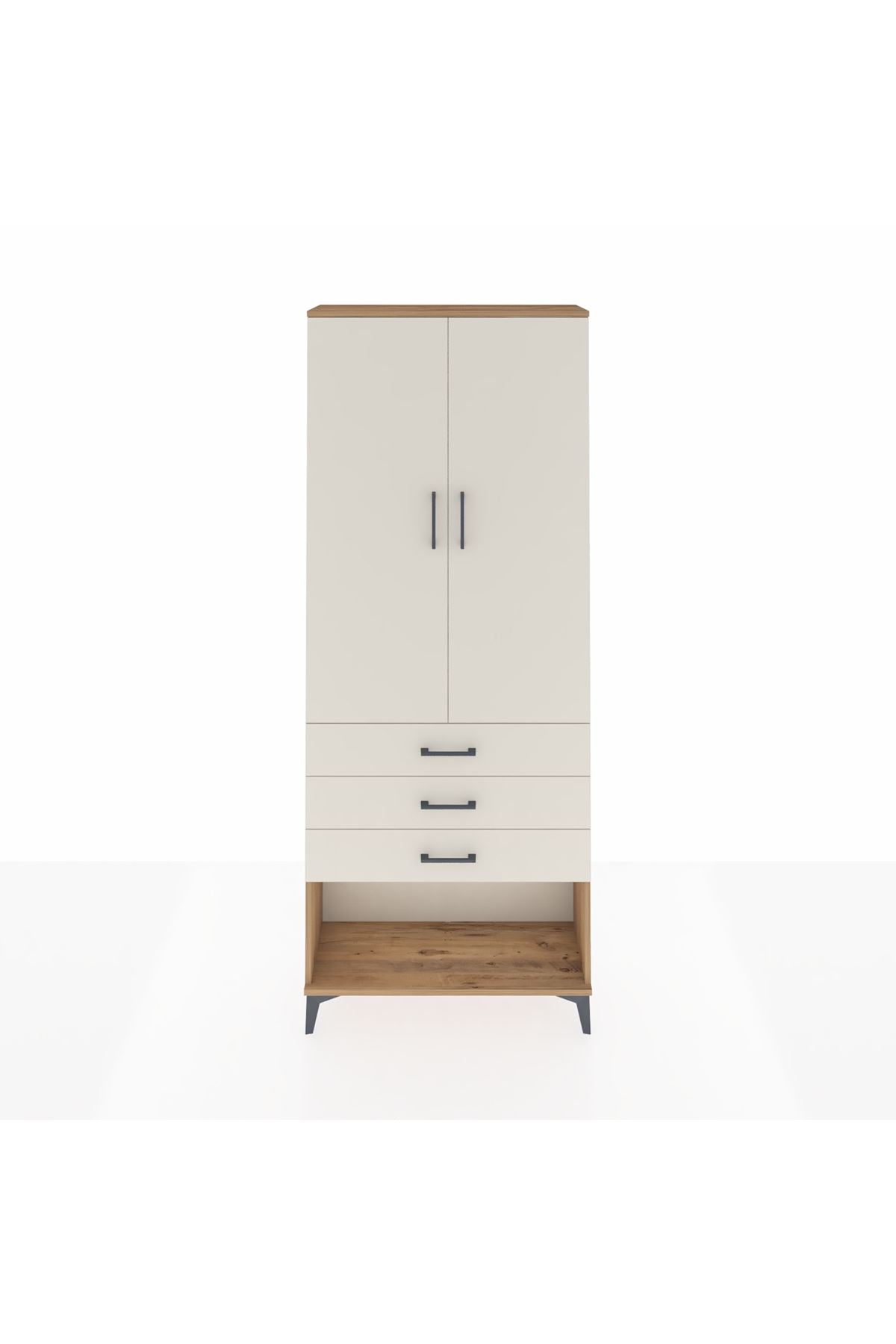 Arges Dolap 2 Raflı 3 Çekmeceli Tek Askılı 88x30x221 - S30M082V7A