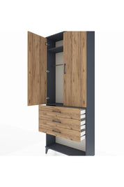 Arges Dolap 2 Raflı 3 Çekmeceli Tek Askılı 88x30x221 - S30M082V6A
