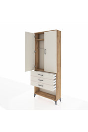 Arges Dolap 2 Raflı 3 Çekmeceli Tek Askılı 88x30x221 - S30M082V7A