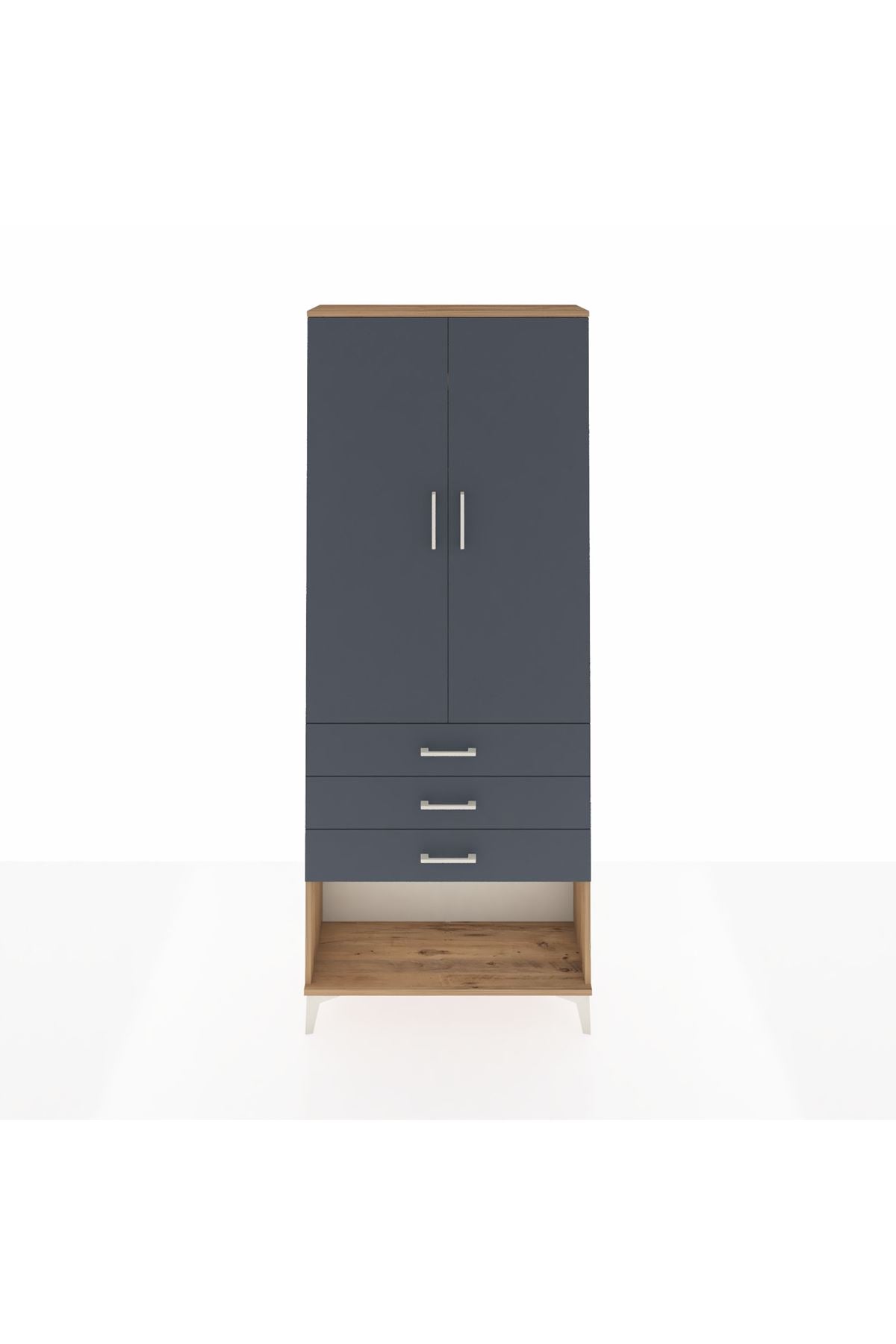 Arges Dolap 2 Raflı 3 Çekmeceli Tek Askılı 88x30x221 - S30M082V8A