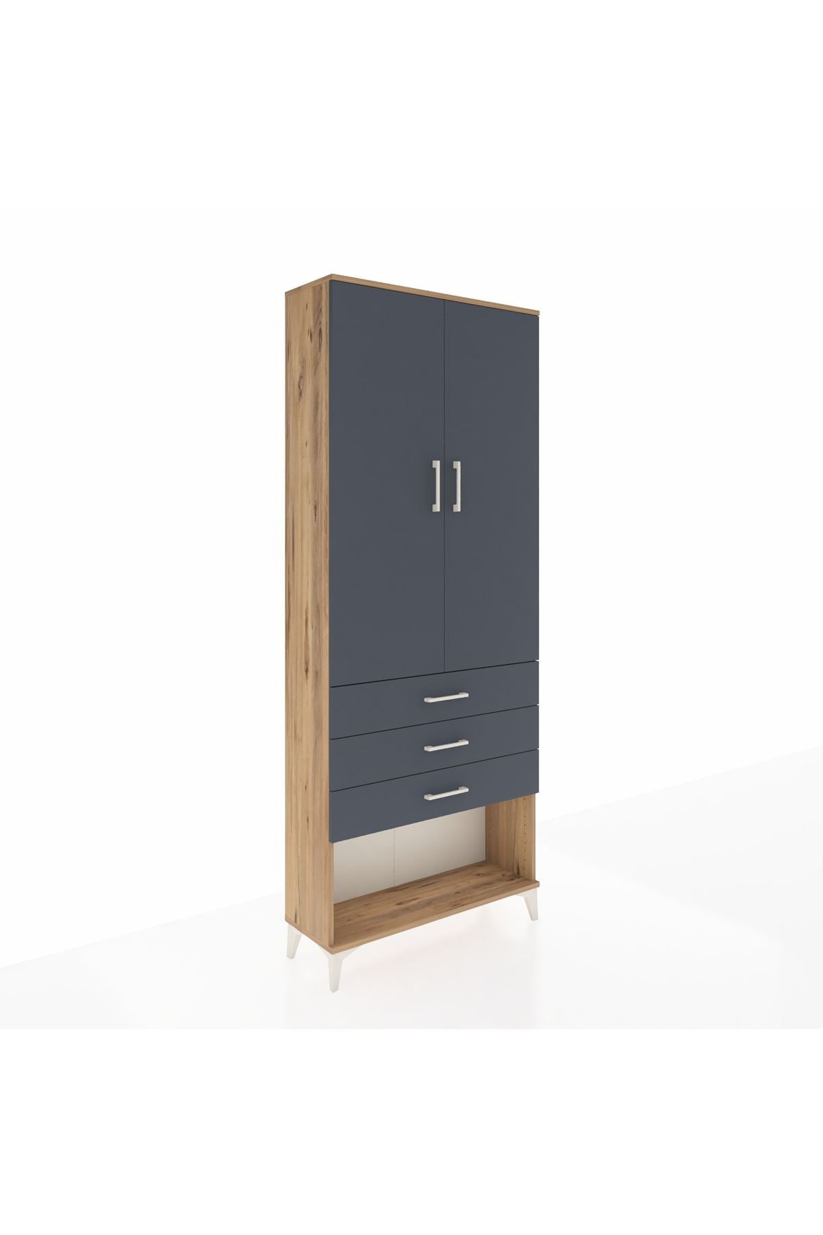 Arges Dolap 2 Raflı 3 Çekmeceli Tek Askılı 88x30x221 - S30M082V8A