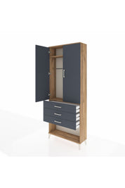 Arges Dolap 2 Raflı 3 Çekmeceli Tek Askılı 88x30x221 - S30M082V8A