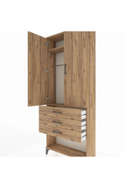 Arges Dolap 2 Raflı 3 Çekmeceli Tek Askılı 88x30x221 - S30M082V9A