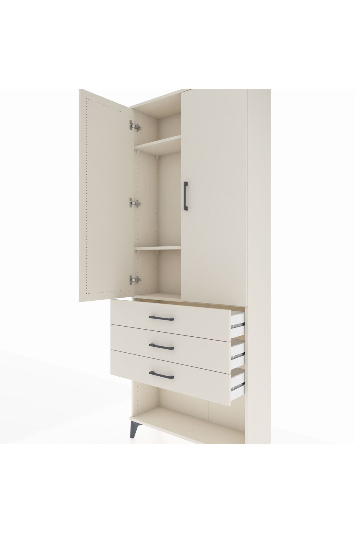 Arges Dolap 3 Raflı 3 Çekmeceli 2 Kapaklı 88x30x221 - S30M083V1A