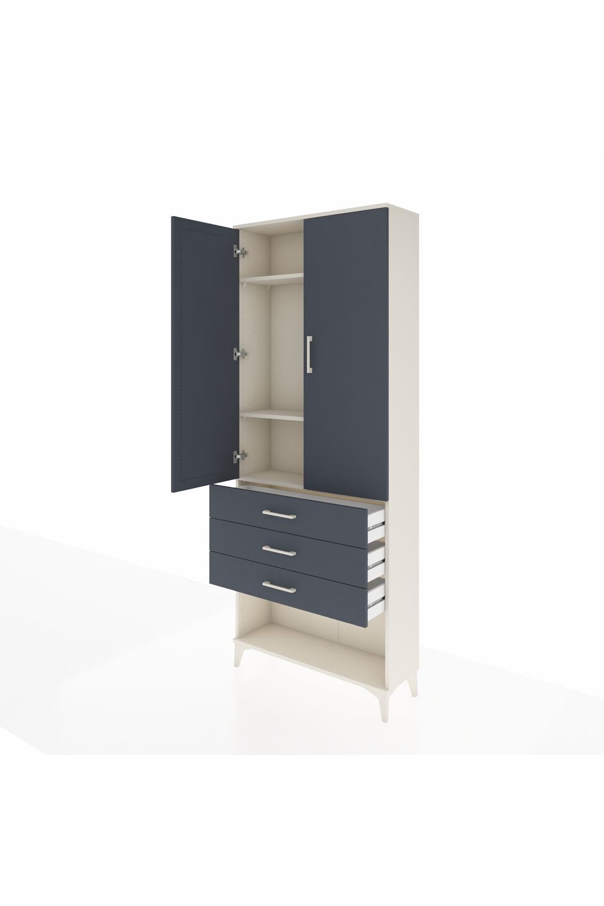 Arges Dolap 3 Raflı 3 Çekmeceli 2 Kapaklı 88x30x221 - S30M083V2A