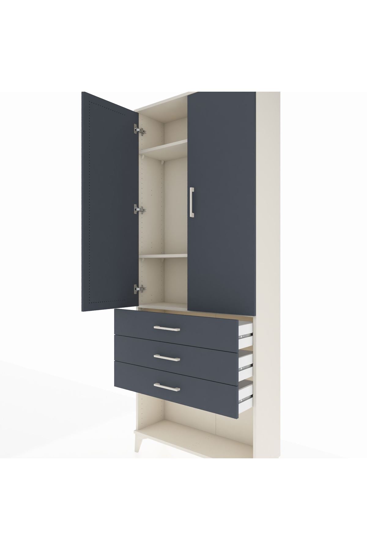 Arges Dolap 3 Raflı 3 Çekmeceli 2 Kapaklı 88x30x221 - S30M083V2A