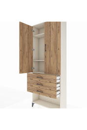 Arges Dolap 3 Raflı 3 Çekmeceli 2 Kapaklı 88x30x221 - S30M083V3A