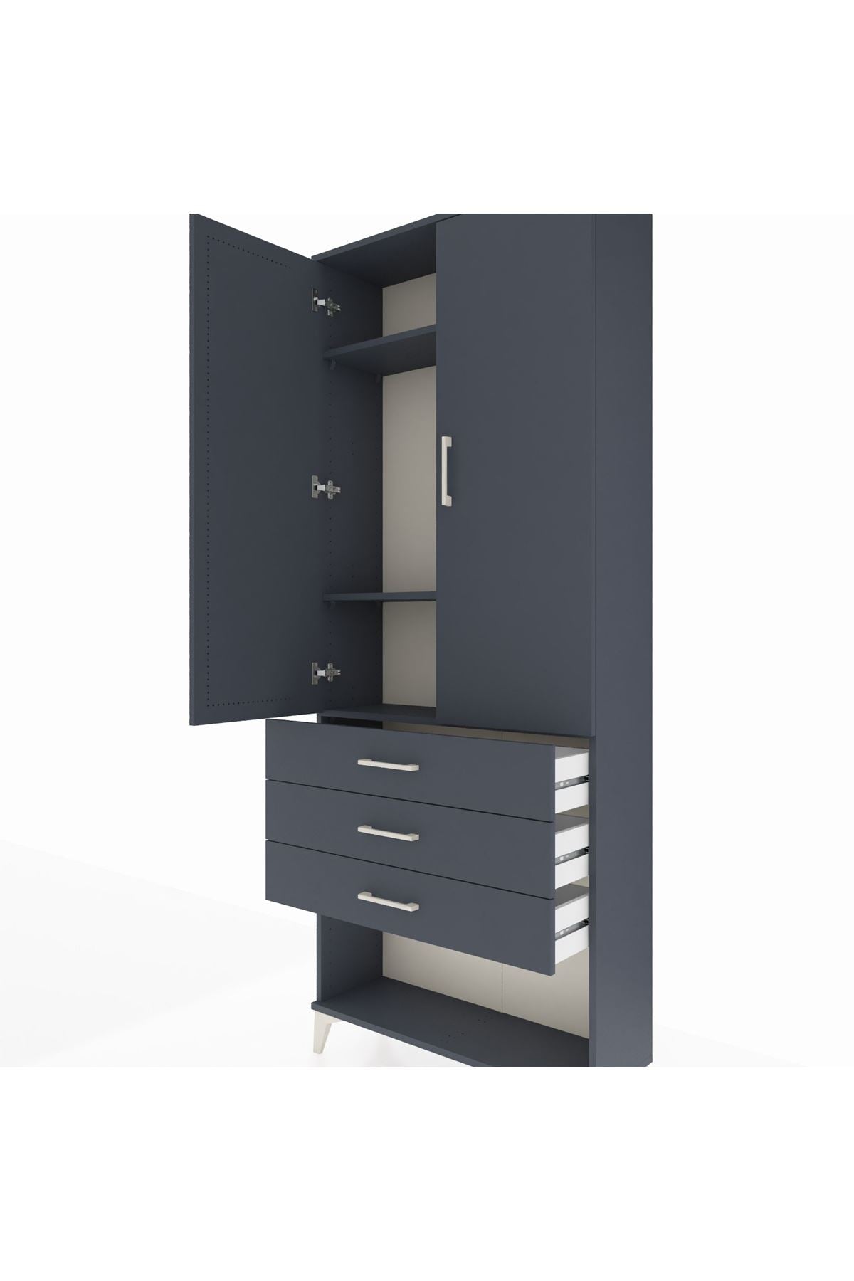 Arges Dolap 3 Raflı 3 Çekmeceli 2 Kapaklı 88x30x221 - S30M083V5A