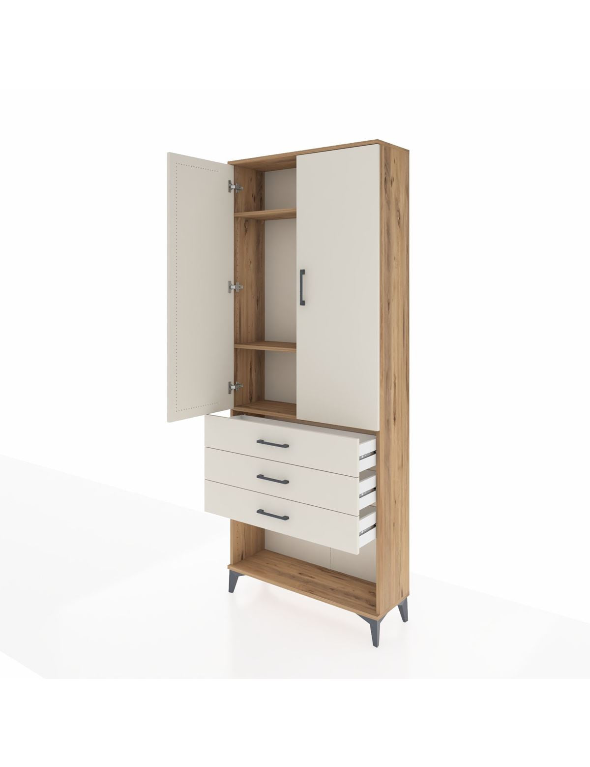 Arges Dolap 3 Raflı 3 Çekmeceli 2 Kapaklı 88x30x221 - S30M083V7A