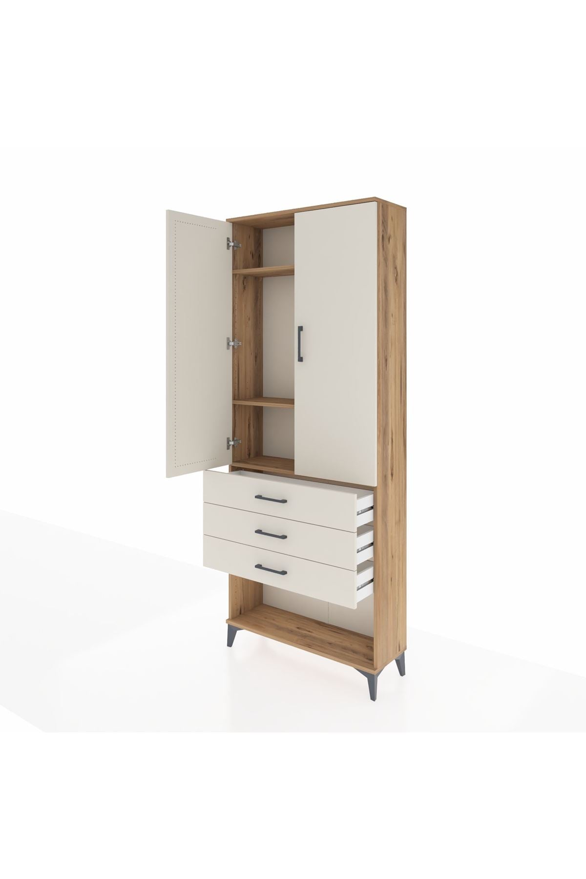 Arges Dolap 3 Raflı 3 Çekmeceli 2 Kapaklı 88x30x221 - S30M083V7A
