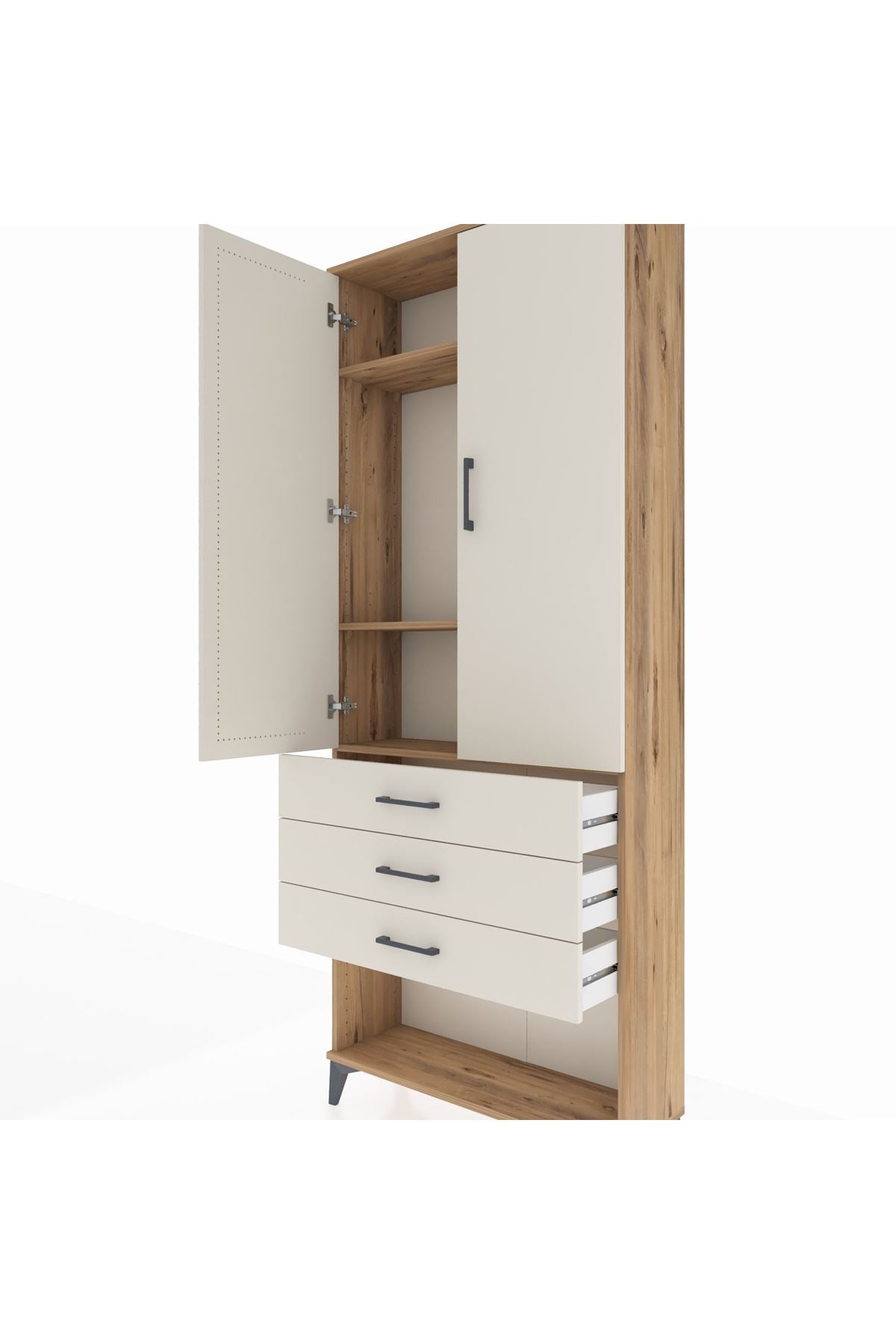 Arges Dolap 3 Raflı 3 Çekmeceli 2 Kapaklı 88x30x221 - S30M083V7A