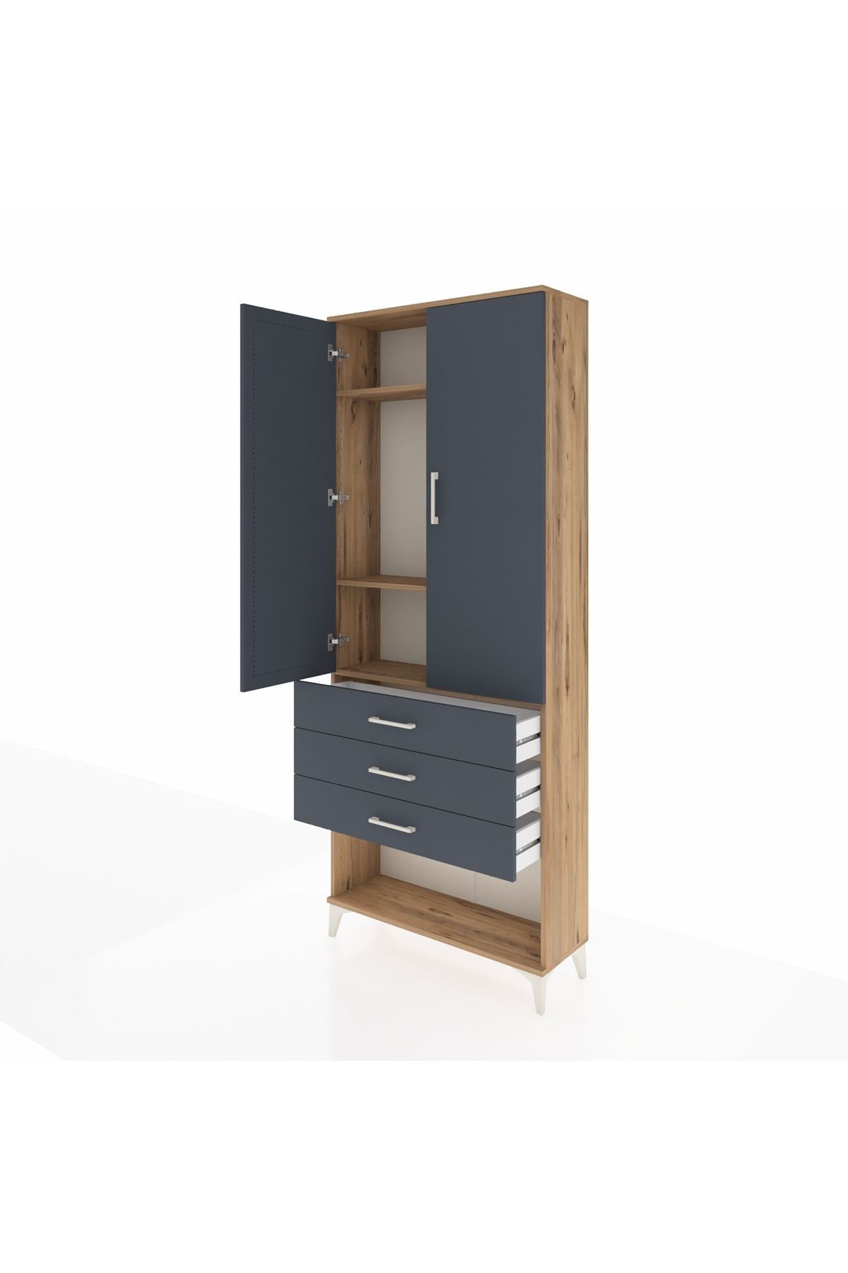 Arges Dolap 3 Raflı 3 Çekmeceli 2 Kapaklı 88x30x221 - S30M083V8A