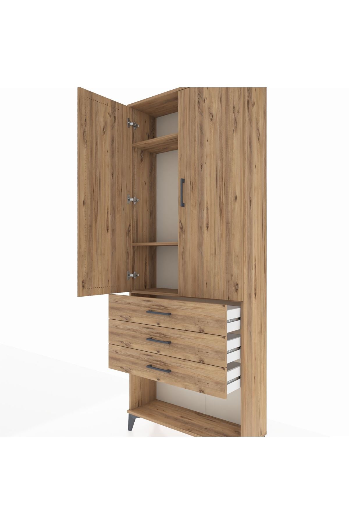 Arges Dolap 3 Raflı 3 Çekmeceli 2 Kapaklı 88x30x221 - S30M083V9A