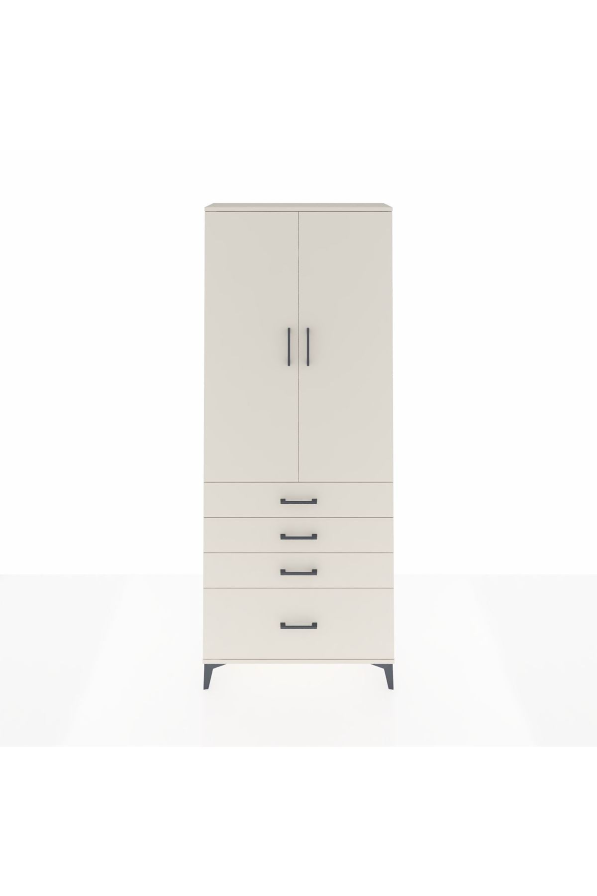 Arges Dolap 2 Raflı 4 Çekmeceli Tek Askılı 88x30x221 - S30M085V1A