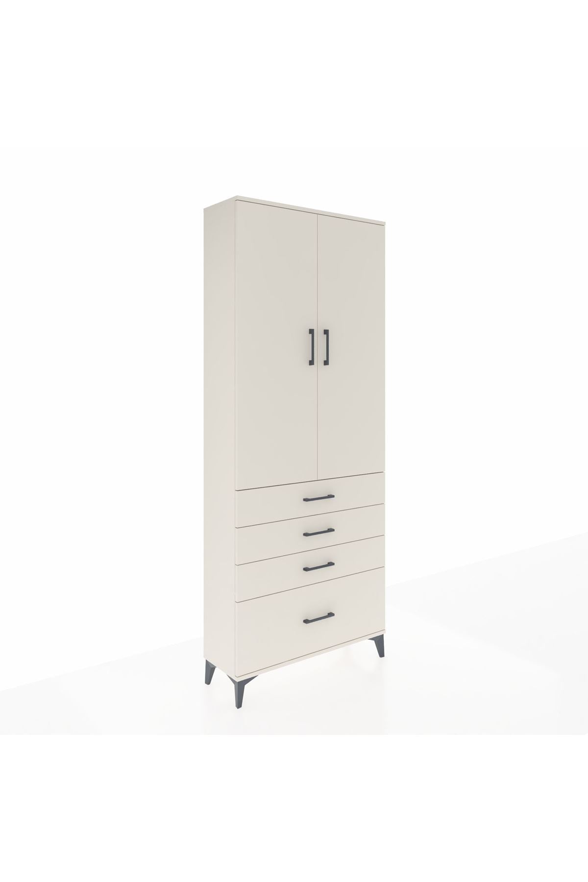 Arges Dolap 2 Raflı 4 Çekmeceli Tek Askılı 88x30x221 - S30M085V1A