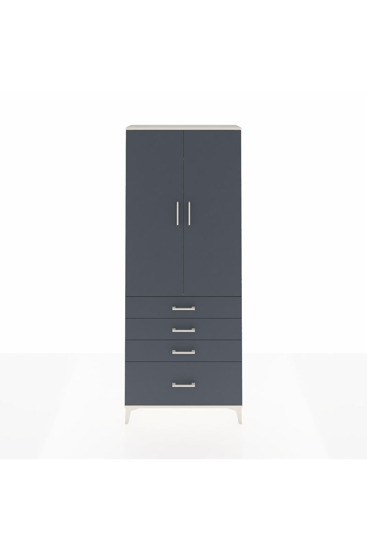 Arges Dolap 2 Raflı 4 Çekmeceli Tek Askılı 88x30x221 - S30M085V2A