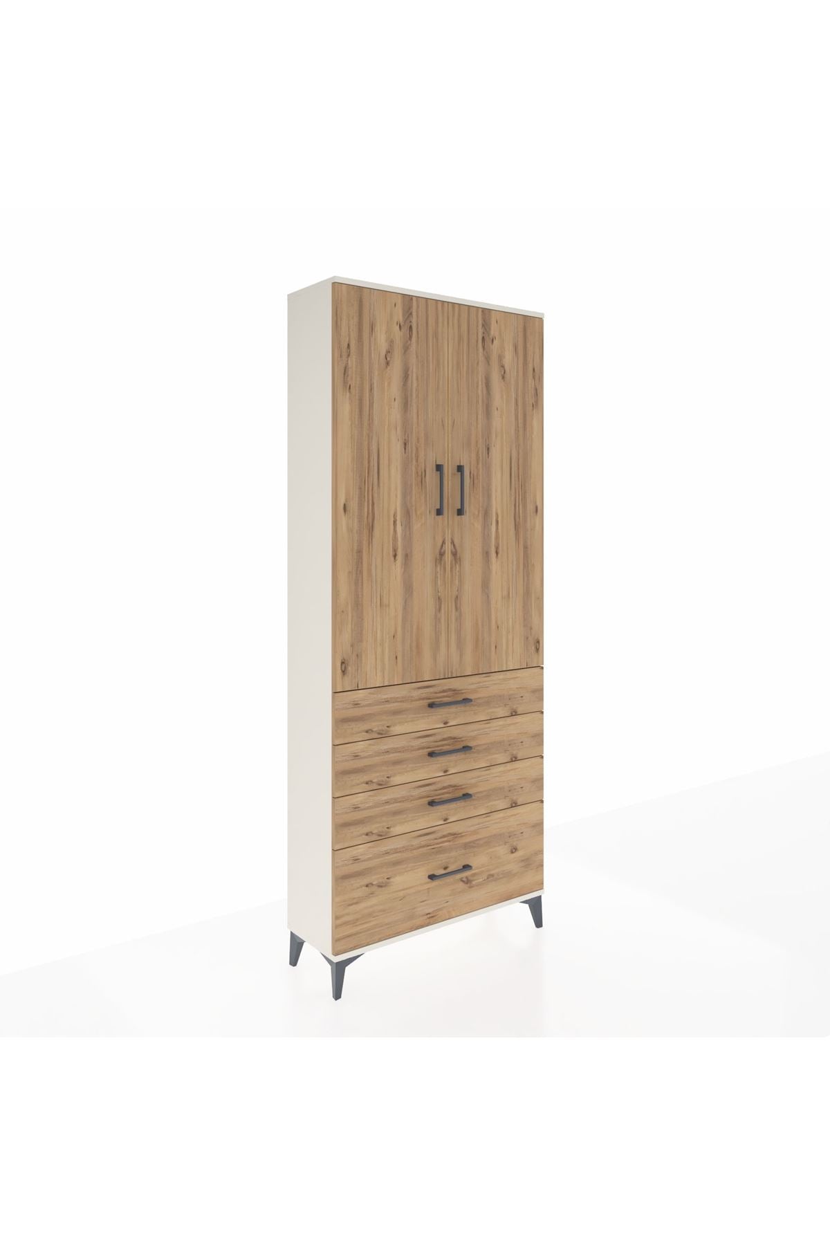 Arges Dolap 2 Raflı 4 Çekmeceli Tek Askılı 88x30x221 - S30M085V3A
