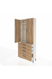 Arges Dolap 2 Raflı 4 Çekmeceli Tek Askılı 88x30x221 - S30M085V3A