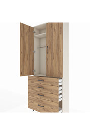 Arges Dolap 2 Raflı 4 Çekmeceli Tek Askılı 88x30x221 - S30M085V3A