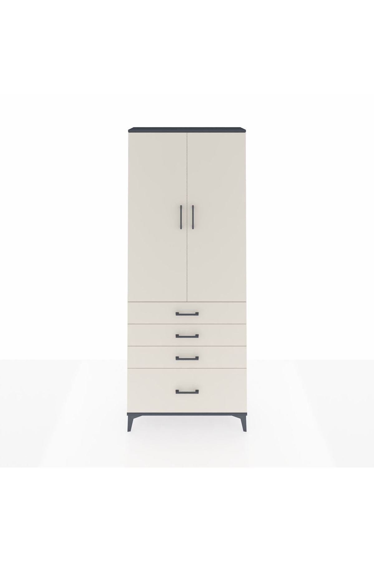 Arges Dolap 2 Raflı 4 Çekmeceli Tek Askılı 88x30x221 - S30M085V4A