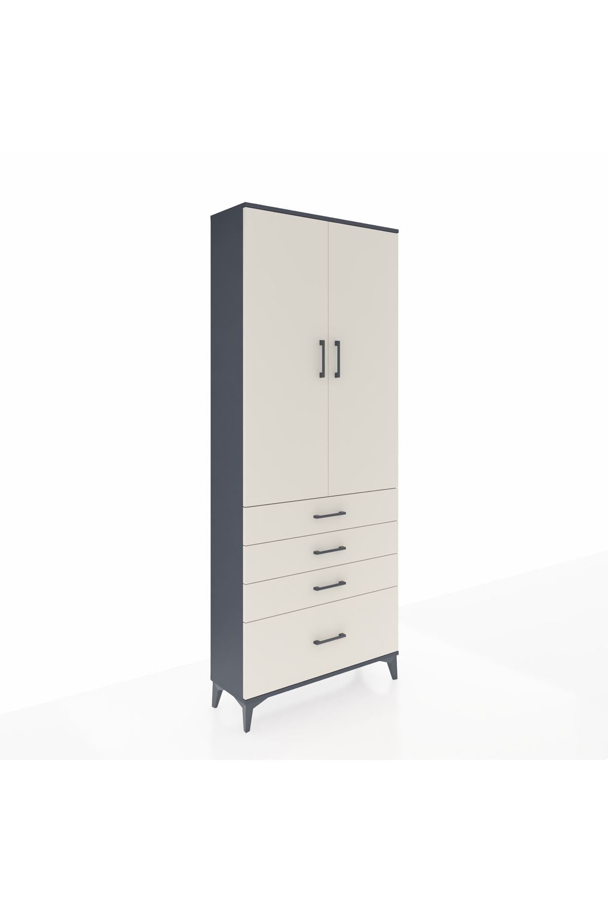 Arges Dolap 2 Raflı 4 Çekmeceli Tek Askılı 88x30x221 - S30M085V4A
