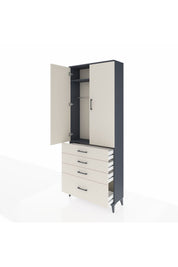 Arges Dolap 2 Raflı 4 Çekmeceli Tek Askılı 88x30x221 - S30M085V4A