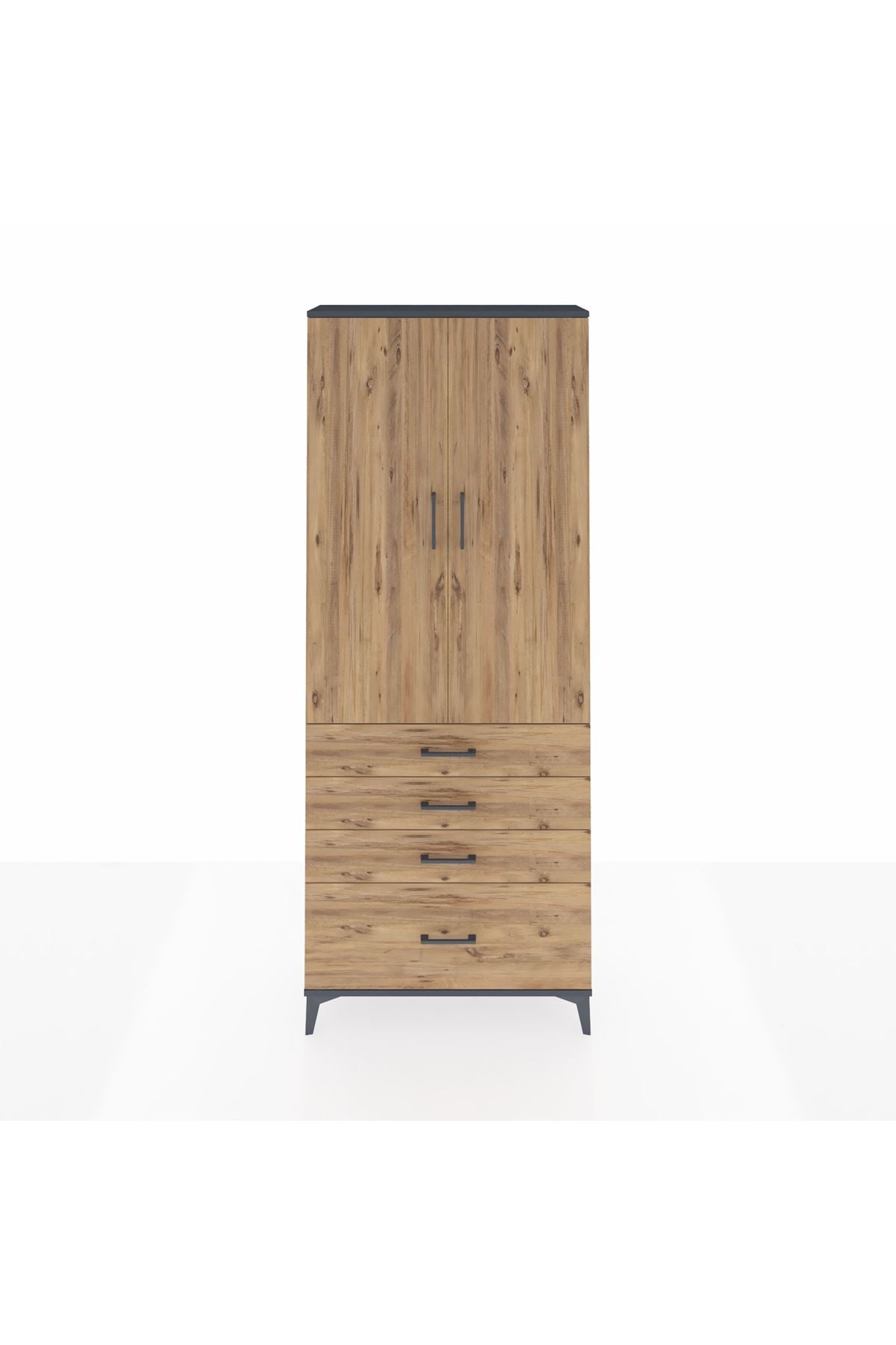 Arges Dolap 2 Raflı 4 Çekmeceli Tek Askılı 88x30x221 - S30M085V6A