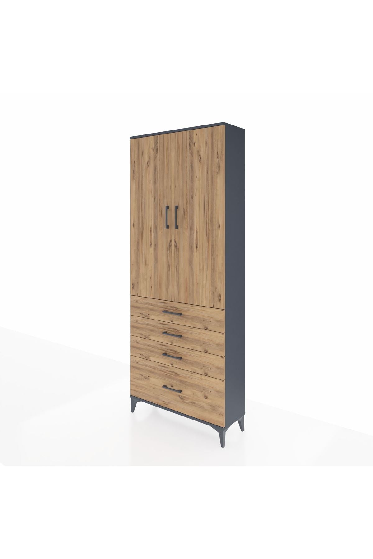 Arges Dolap 2 Raflı 4 Çekmeceli Tek Askılı 88x30x221 - S30M085V6A
