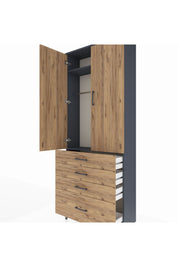 Arges Dolap 2 Raflı 4 Çekmeceli Tek Askılı 88x30x221 - S30M085V6A