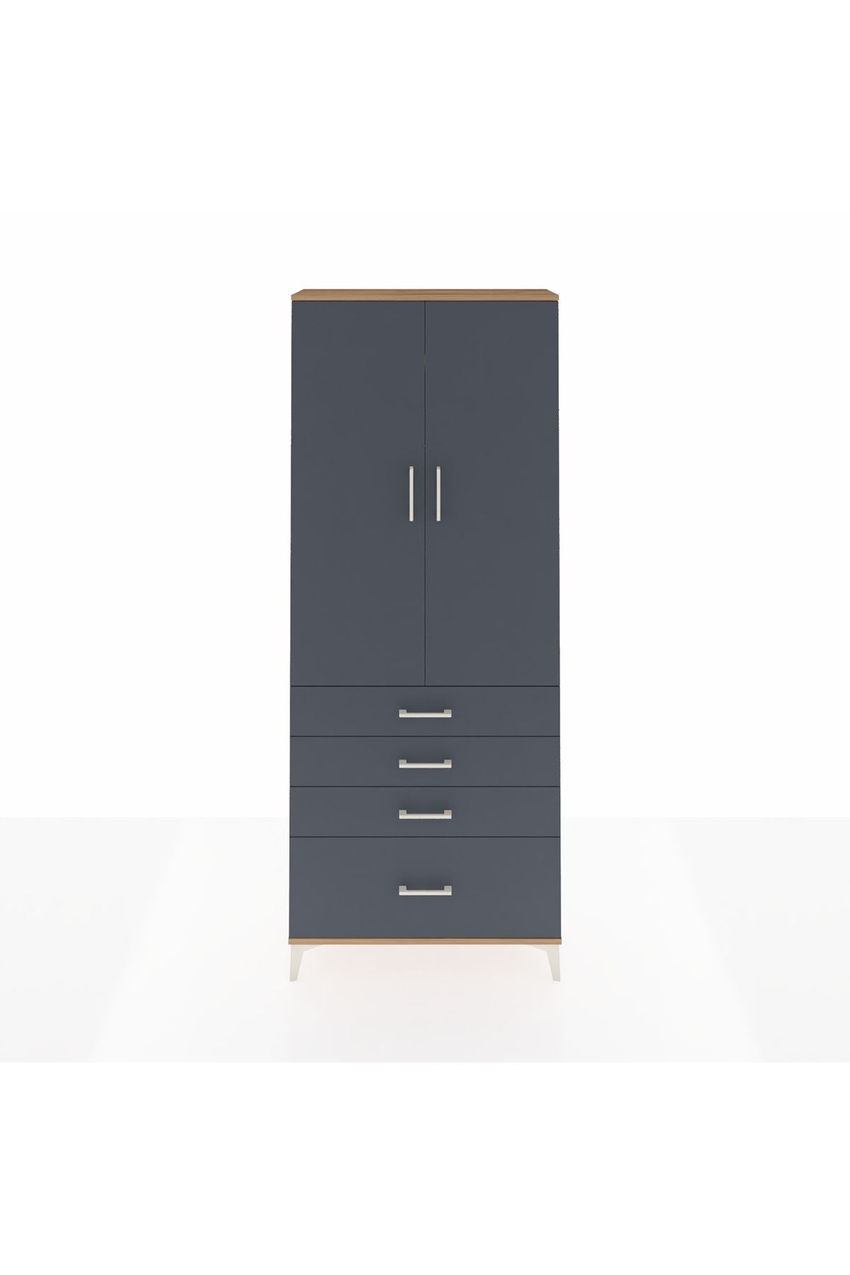 Arges Dolap 2 Raflı 4 Çekmeceli Tek Askılı 88x30x221 - S30M085V8A