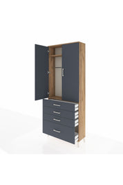 Arges Dolap 2 Raflı 4 Çekmeceli Tek Askılı 88x30x221 - S30M085V8A