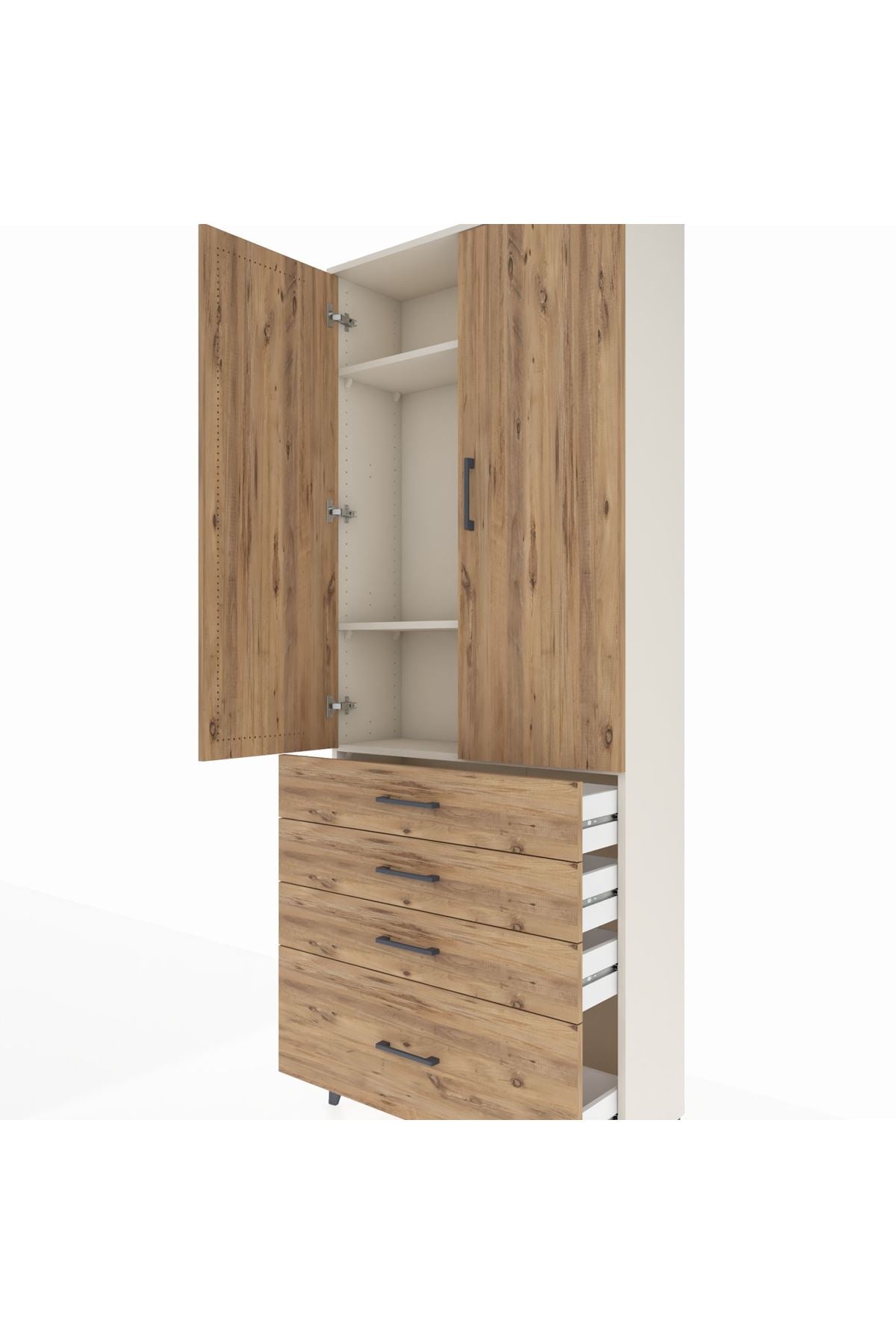 Arges Dolap 3 Raflı 4 Çekmeceli 2 Kapaklı 88x30x221 - S30M086V3A