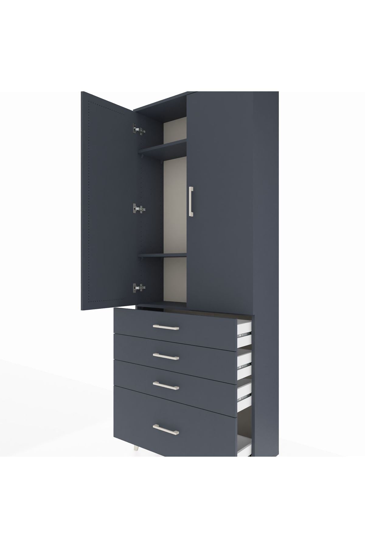 Arges Dolap 3 Raflı 4 Çekmeceli 2 Kapaklı 88x30x221 - S30M086V5A