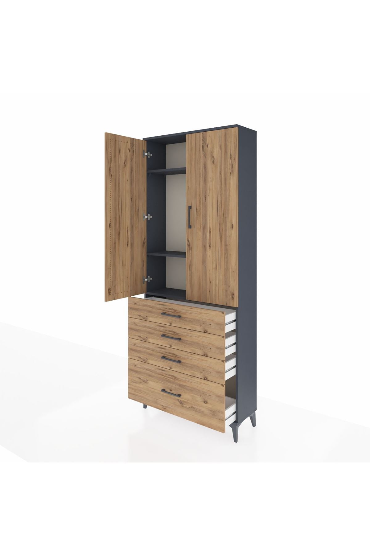 Arges Dolap 3 Raflı 4 Çekmeceli 2 Kapaklı 88x30x221 - S30M086V6A