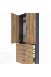 Arges Dolap 3 Raflı 4 Çekmeceli 2 Kapaklı 88x30x221 - S30M086V6A
