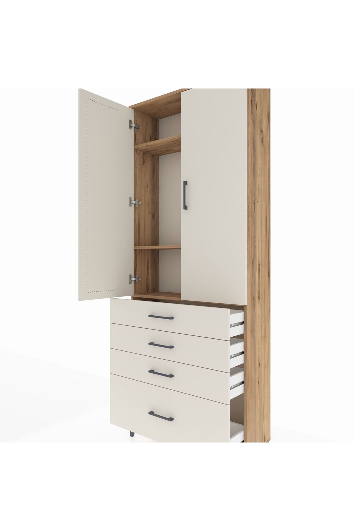 Arges Dolap 3 Raflı 4 Çekmeceli 2 Kapaklı 88x30x221 - S30M086V7A