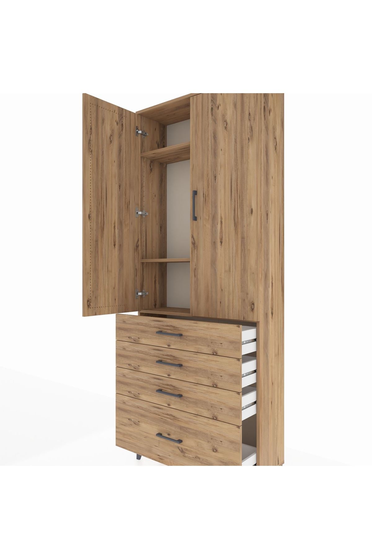 Arges Dolap 3 Raflı 4 Çekmeceli 2 Kapaklı 88x30x221 - S30M086V9A