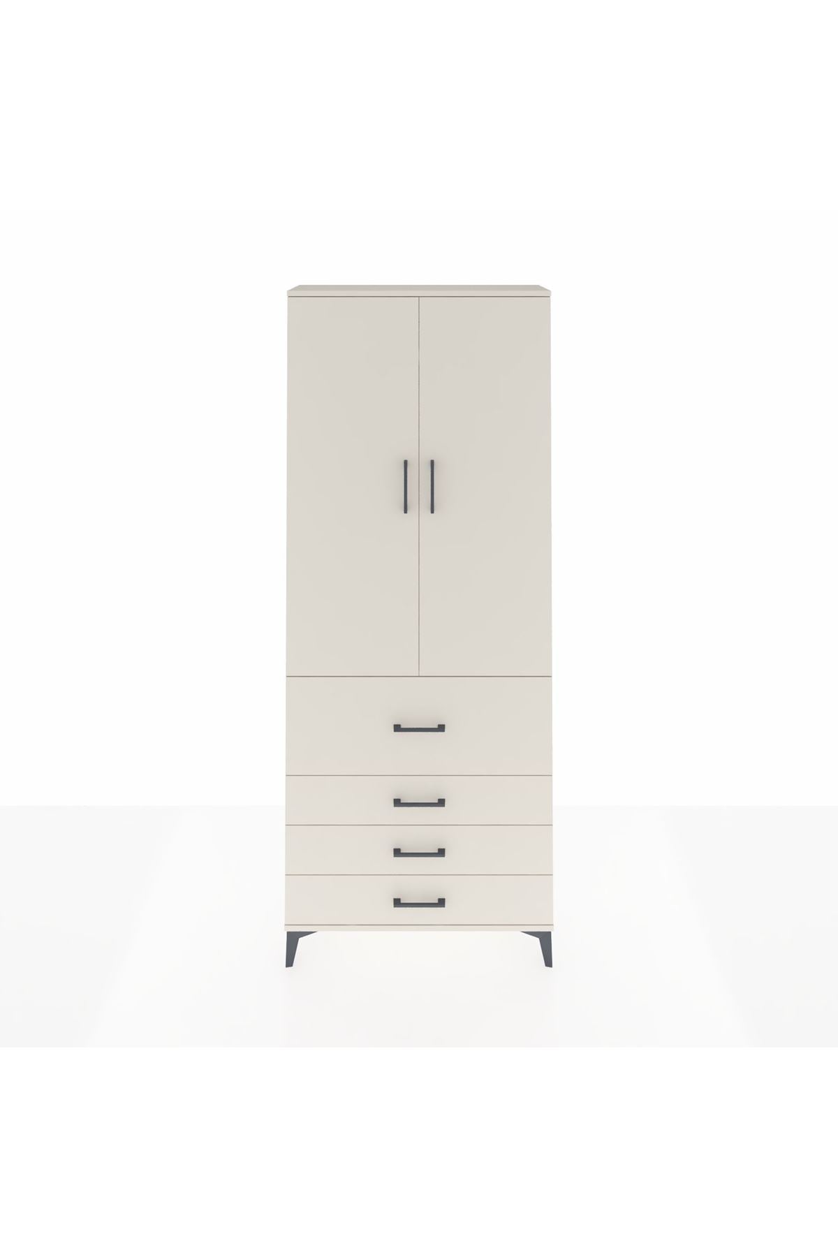 Arges Dolap 2 Raflı 4 Çekmeceli Tek Askılı 88x30x221 - S30M088V1A