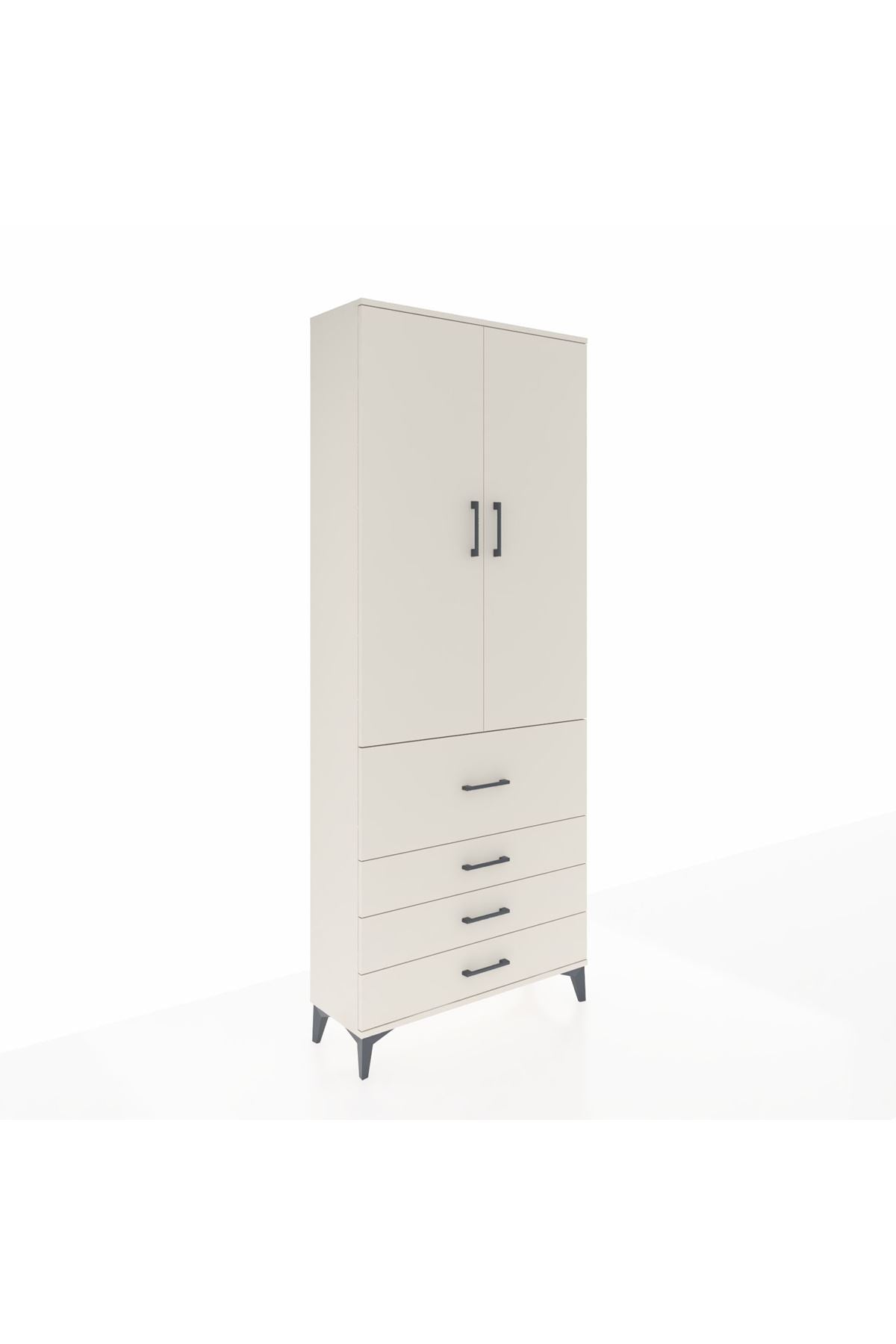 Arges Dolap 2 Raflı 4 Çekmeceli Tek Askılı 88x30x221 - S30M088V1A