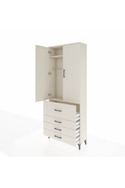 Arges Dolap 2 Raflı 4 Çekmeceli Tek Askılı 88x30x221 - S30M088V1A