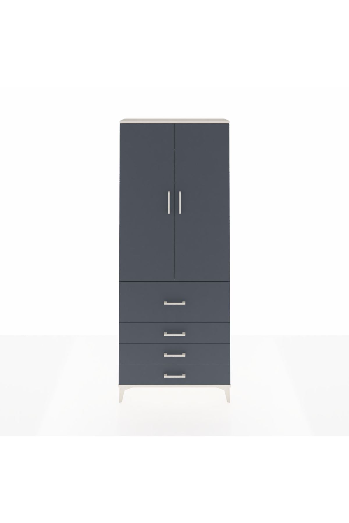Arges Dolap 2 Raflı 4 Çekmeceli Tek Askılı 88x30x221 - S30M088V2A