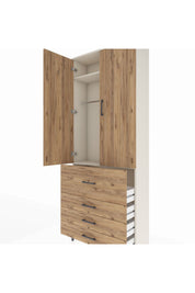 Arges Dolap 2 Raflı 4 Çekmeceli Tek Askılı 88x30x221 - S30M088V3A