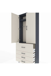 Arges Dolap 2 Raflı 4 Çekmeceli Tek Askılı 88x30x221 - S30M088V4A