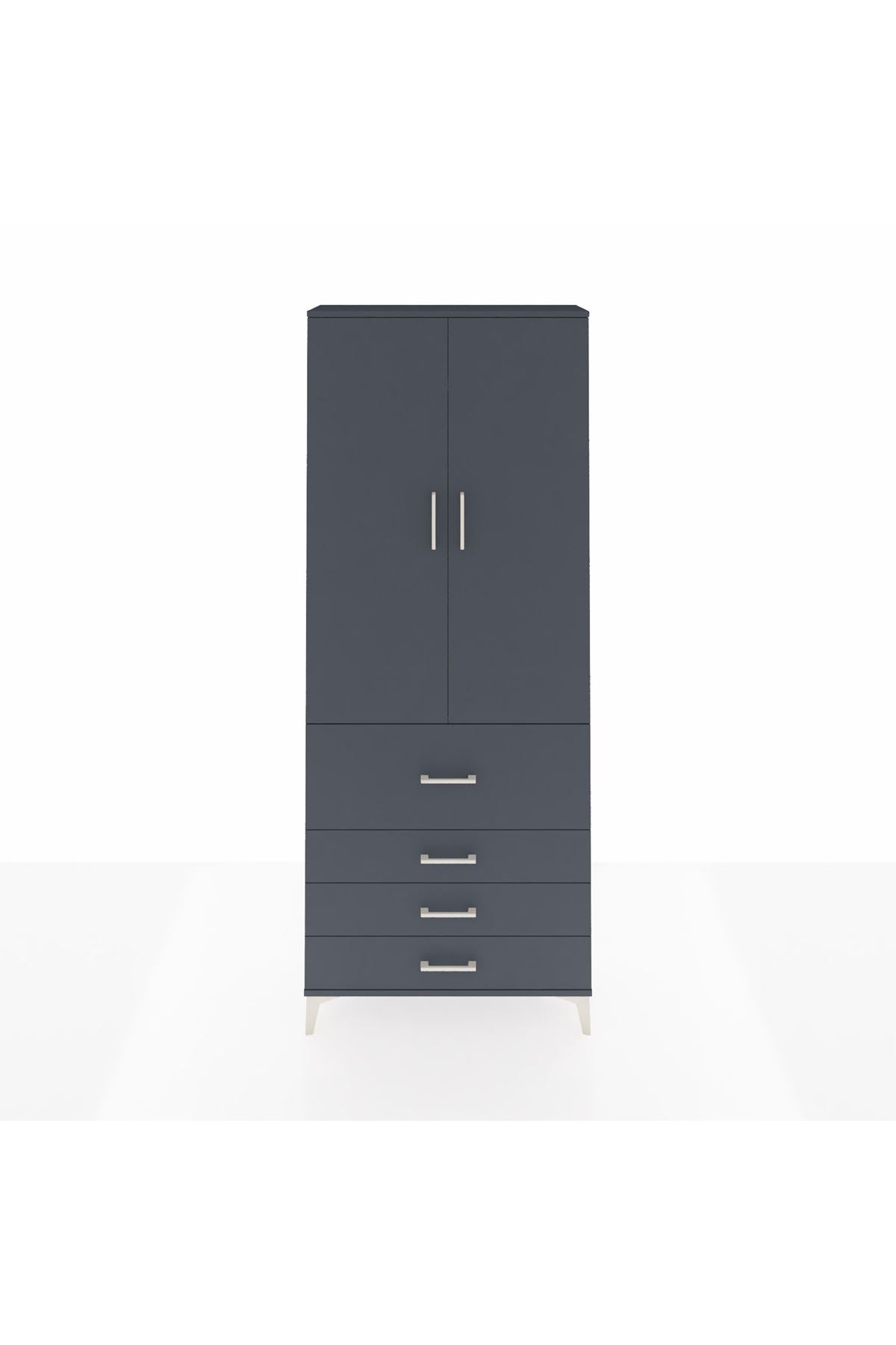 Arges Dolap 2 Raflı 4 Çekmeceli Tek Askılı 88x30x221 - S30M088V5A