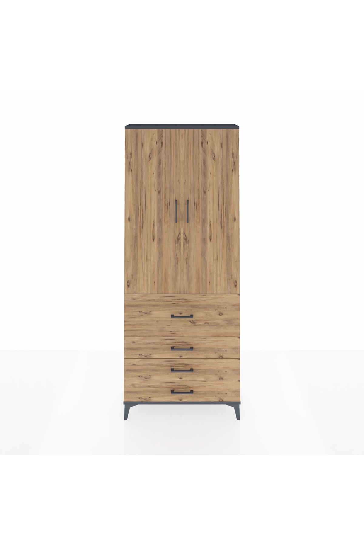 Arges Dolap 2 Raflı 4 Çekmeceli Tek Askılı 88x30x221 - S30M088V6A