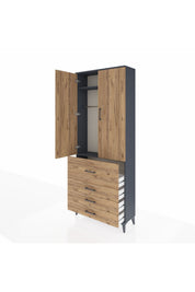 Arges Dolap 2 Raflı 4 Çekmeceli Tek Askılı 88x30x221 - S30M088V6A