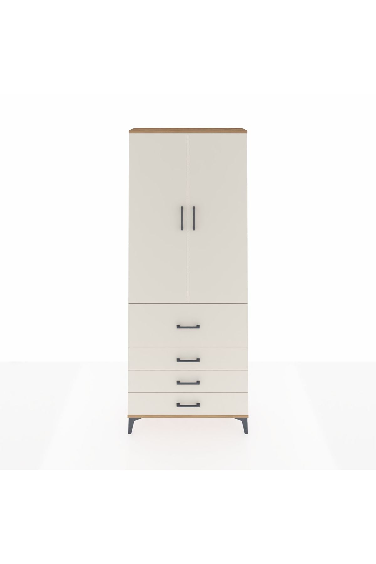 Arges Dolap 2 Raflı 4 Çekmeceli Tek Askılı 88x30x221 - S30M088V7A