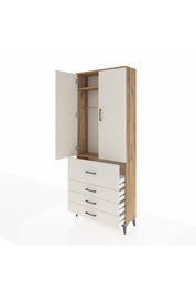 Arges Dolap 2 Raflı 4 Çekmeceli Tek Askılı 88x30x221 - S30M088V7A